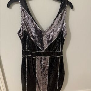 B Darlin Black and Silver Sequin Mini Dress size 7/8